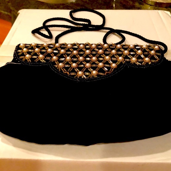 Handbags - Vintage black velvet handbag